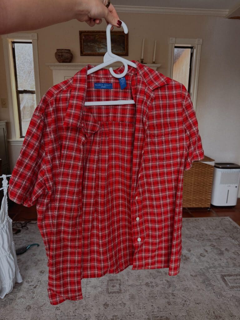 Vintage red plaid pearl snap shirt thrifted western fashion 2026