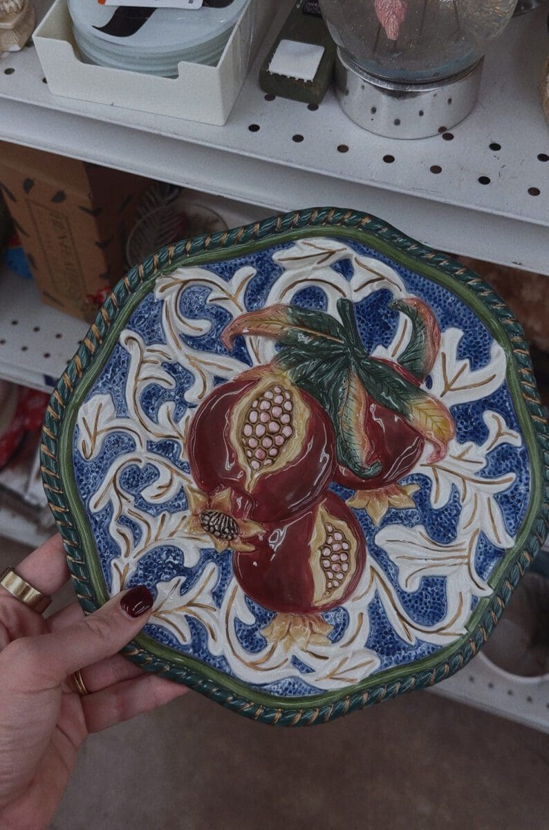 pomegranate decorative plate — vintage plate for dining room plate wall