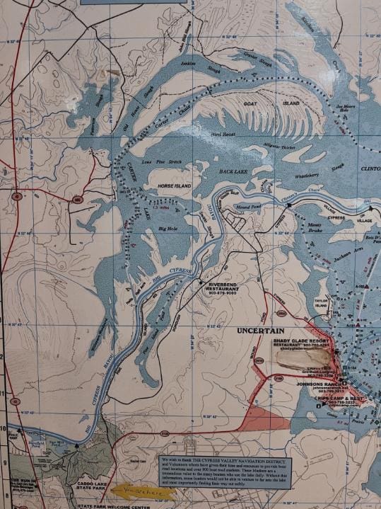 Map of Caddo Lake