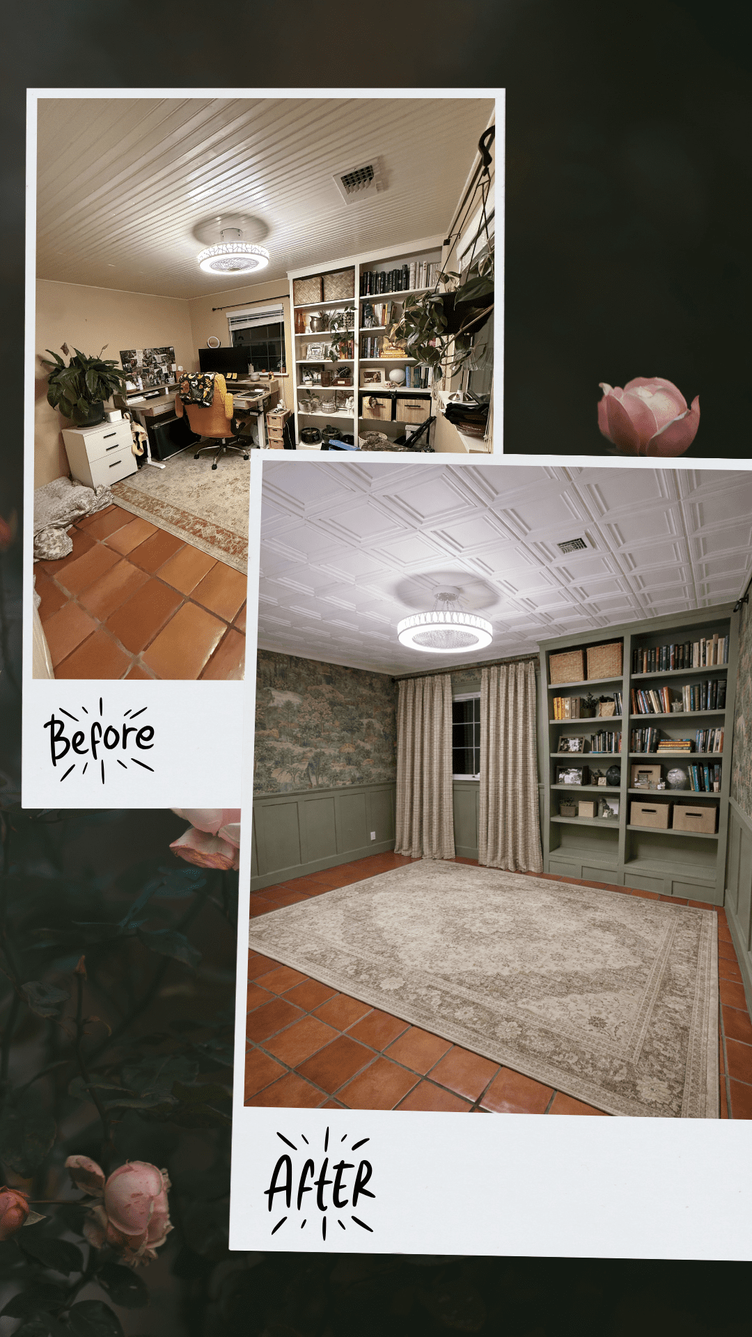 Color drenched green office before and after transformation 2026 home decor trends