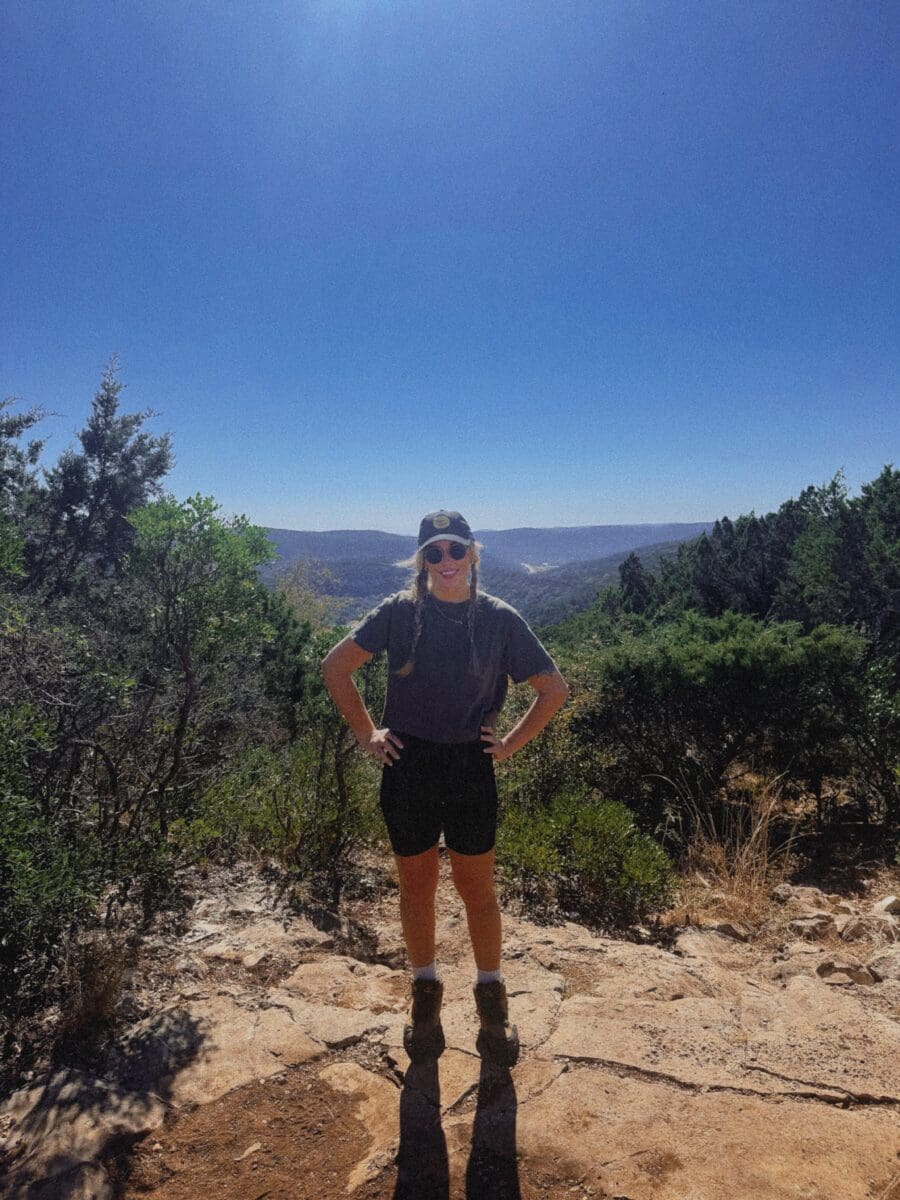 Scenic overlook Lost Maples State Natural Area Sabinal River valley limestone canyon