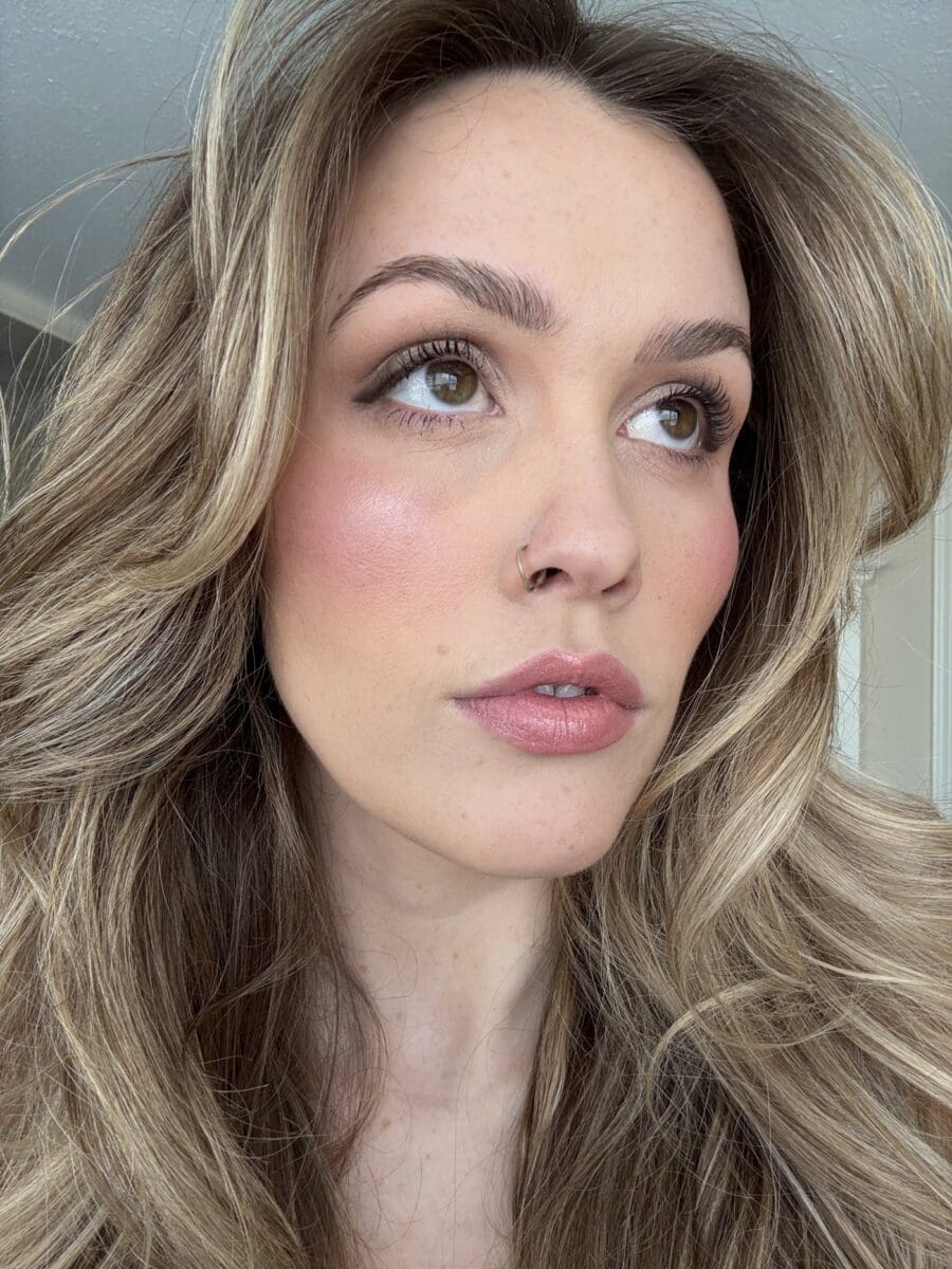 Cream blush and a soft glow on cloud skin