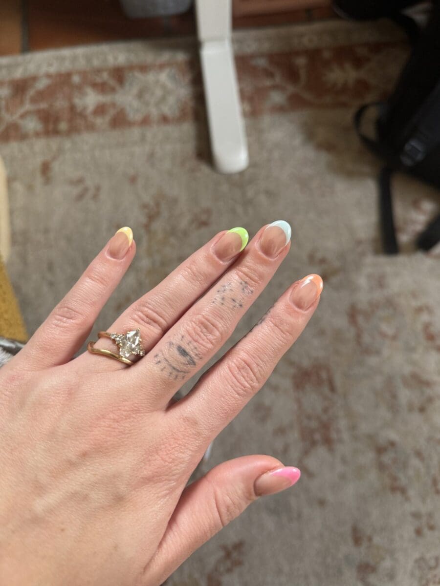 Maximalist mismatched nail art